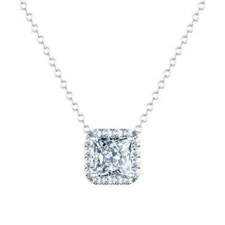 Diamond Square Halo Pendant Diamond Necklaces deBebians 