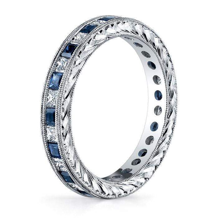 Diamond Eternity Wedding Ring Band with Sapphires or Rubies in Channel Setting Gemstone Eternity Rings deBebians 