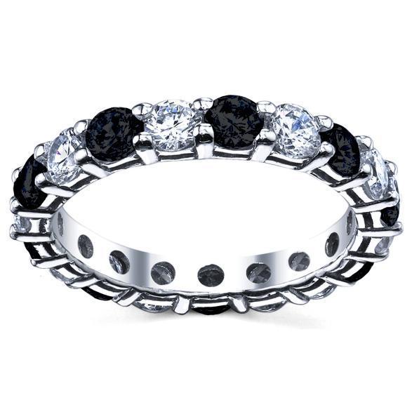 3.00cttw Diamond Eternity Ring Black and White Gemstone Eternity Rings deBebians 