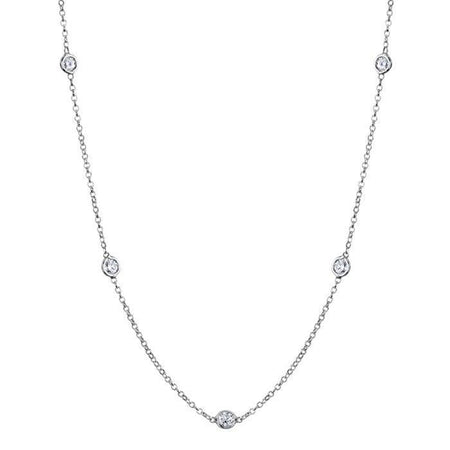 0.50 cttw Diamond Bezel Set Station Necklace Necklaces deBebians 