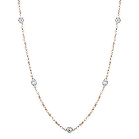 0.50 cttw Diamond Bezel Set Station Necklace Necklaces deBebians 