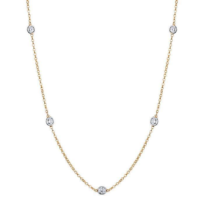 0.50 cttw Diamond Bezel Set Station Necklace Necklaces deBebians 