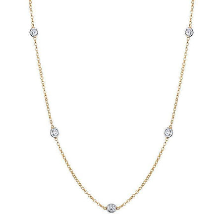 0.50 cttw Diamond Bezel Set Station Necklace Necklaces deBebians 