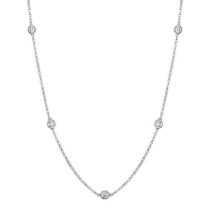 0.70 cttw Diamond Bezel Set Station Necklace Necklaces deBebians 