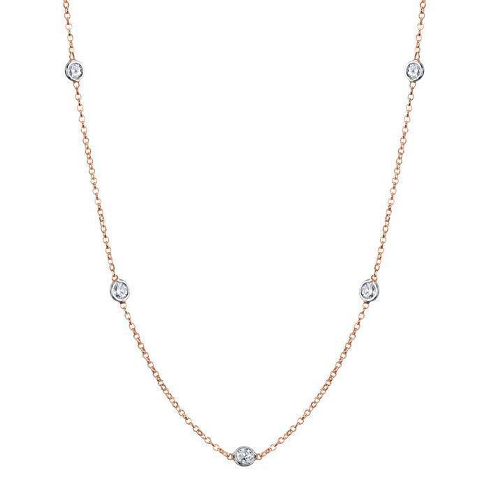 0.70 cttw Diamond Bezel Set Station Necklace Necklaces deBebians 