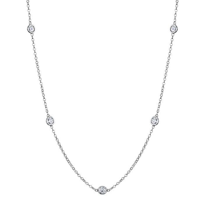 Diamond Station Necklace, G-H/I1, .85 cttw Diamond Station Necklaces deBebians 