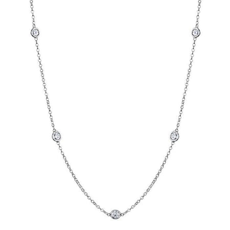 Diamond Station Necklace, G-H/I1, .85 cttw Diamond Station Necklaces deBebians 