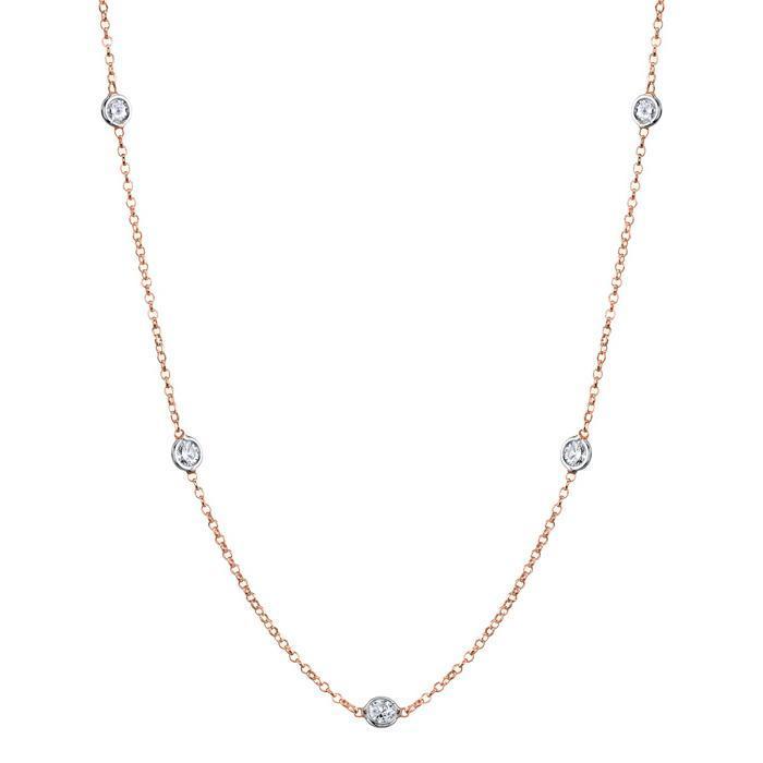 Diamond Station Necklace, G-H/I1, .85 cttw Diamond Station Necklaces deBebians 