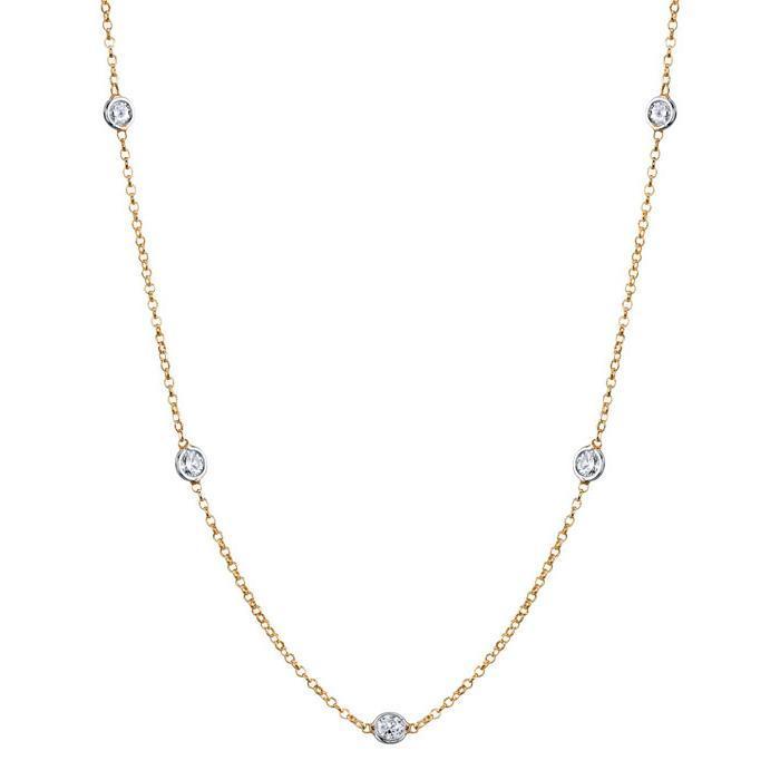 Diamond Station Necklace, G-H/I1, .85 cttw Diamond Station Necklaces deBebians 