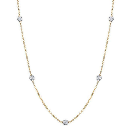 Diamond Station Necklace, G-H/I1, .85 cttw Diamond Station Necklaces deBebians 