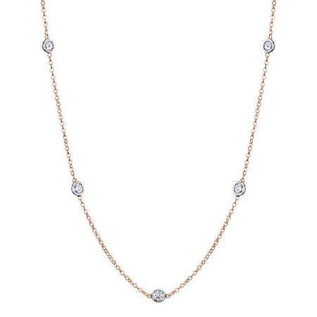 1 Carat Diamond Necklace, G-H/I1 Diamonds Diamond Station Necklaces deBebians 