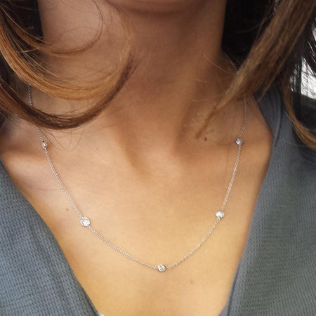 Diamonds by the Inch Necklace, G-H/I1, 1.40 cttw Diamond Station Necklaces deBebians 