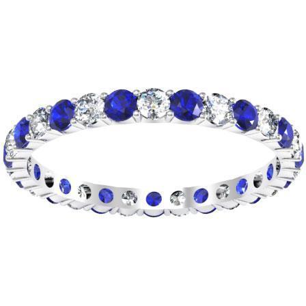 Diamond Eternity Wedding Ring with Sapphires 1.00cttw Gemstone Eternity Rings deBebians 