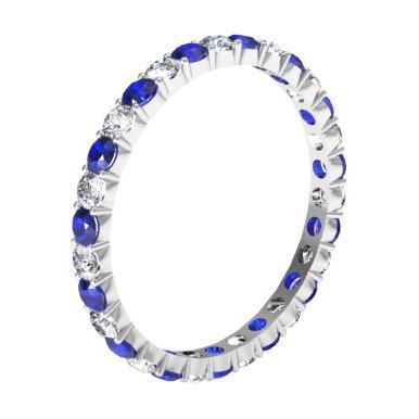 Diamond Eternity Wedding Ring with Sapphires 1.00cttw Gemstone Eternity Rings deBebians 