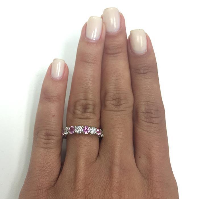 3.00cttw Pink Sapphire Diamond Eternity Band Gemstone Eternity Rings deBebians 