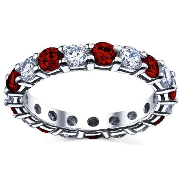 3 Carat Diamond and Ruby Eternity Ring Gemstone Eternity Rings deBebians 