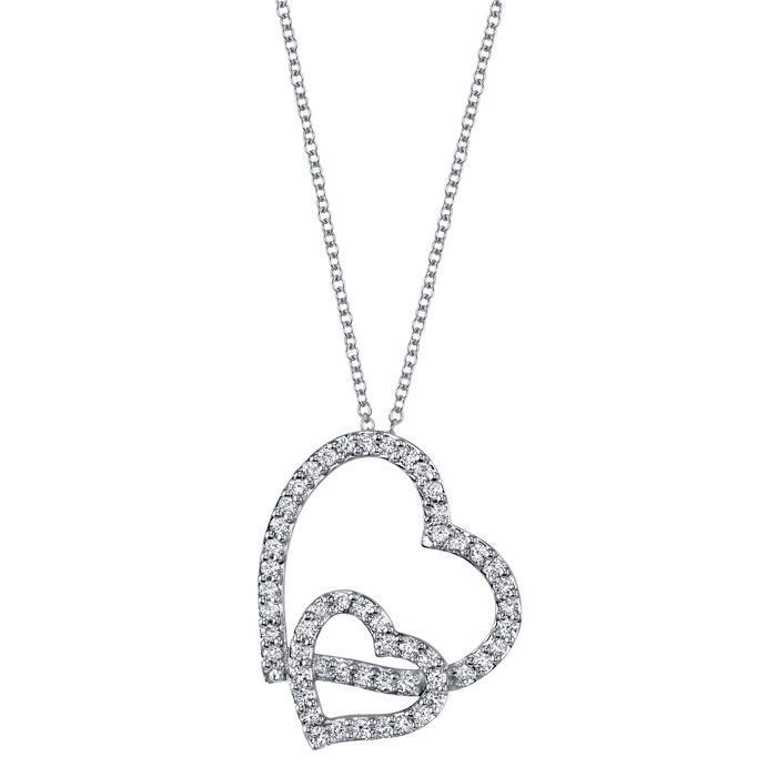 Diamond Double Heart Necklace Diamond Necklaces deBebians 