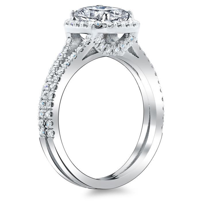 Double Shank Cushion Diamond Engagement Ring Halo Engagement Rings deBebians 