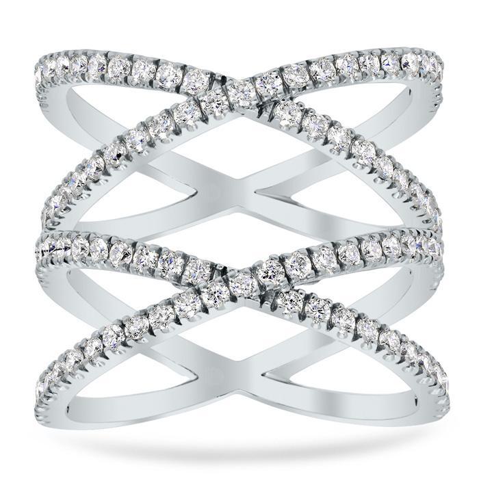 Double X Pave Ring Diamond Wedding Rings deBebians 