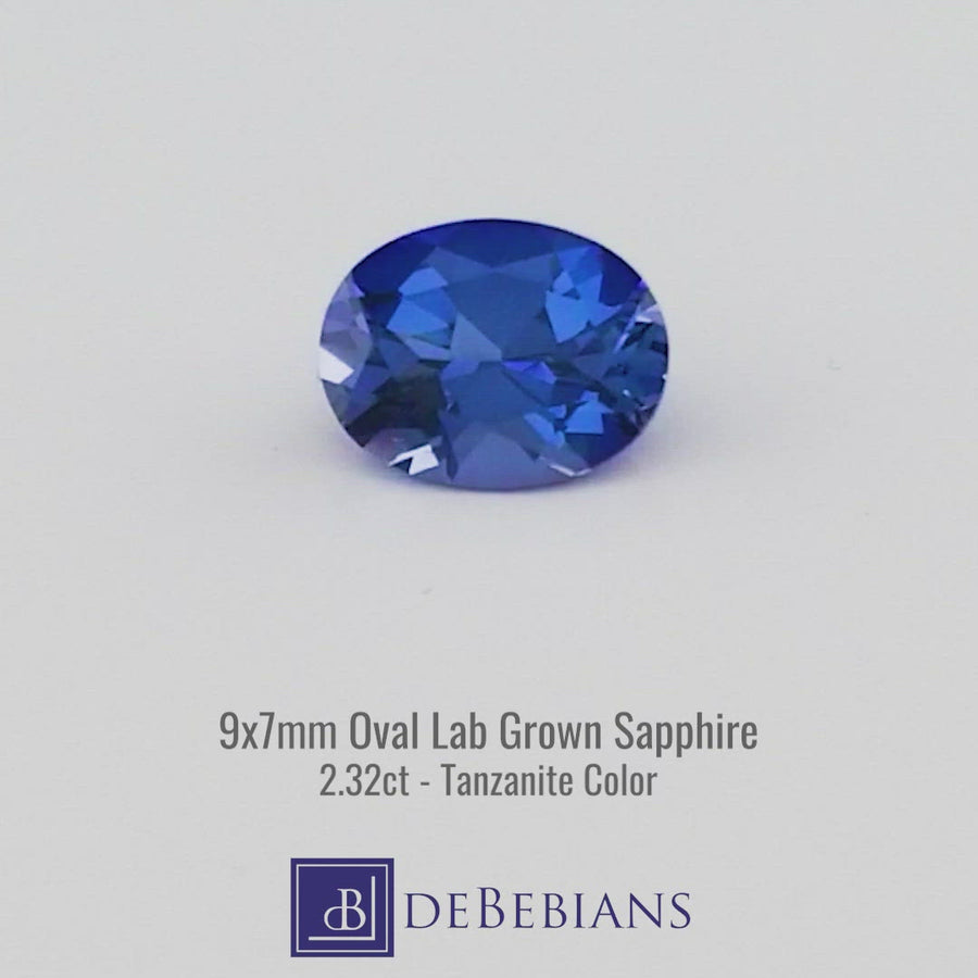 2.32ct 9x7mm Oval Light Blue Color Lab Grown Sapphire