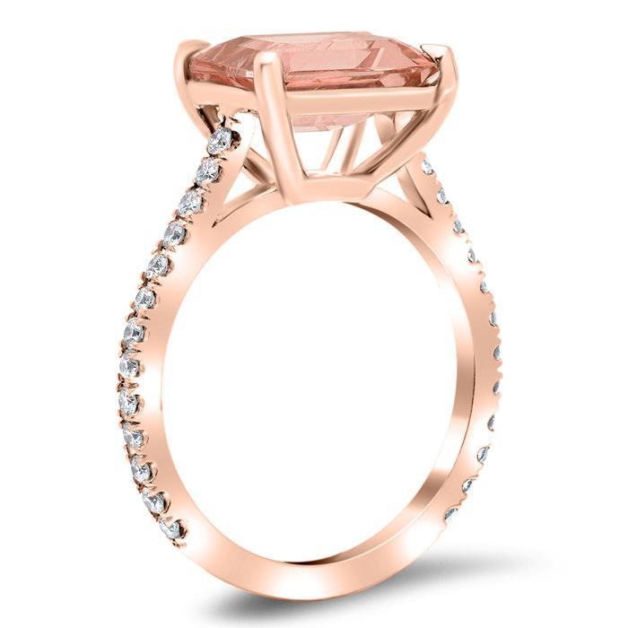 East-West Morganite Engagement Ring Rose Gold & Morganite Engagement Rings deBebians 