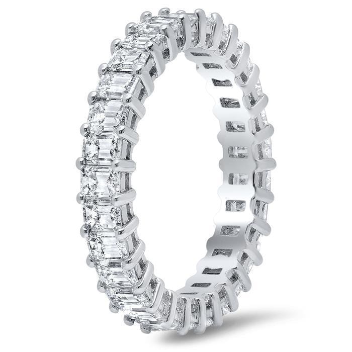 Emerald Cut Shared Prong Diamond Eternity Band - 3.00 carat Diamond Eternity Rings DeBebians 