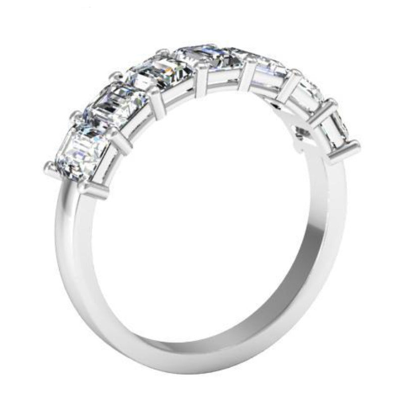 Emerald or Asscher Seven Stone Ring Diamond Wedding Rings debebians 
