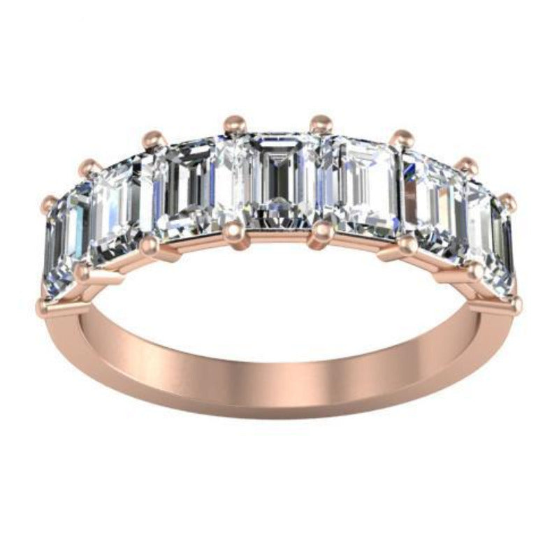 Emerald or Asscher Seven Stone Ring Diamond Wedding Rings debebians 