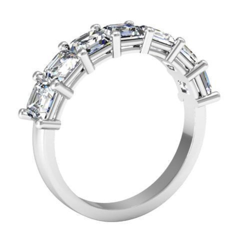 Emerald or Asscher Seven Stone Ring Diamond Wedding Rings debebians 