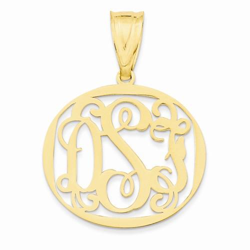 Encircled Carved Monogram Pendant Personalized Necklaces deBebians 