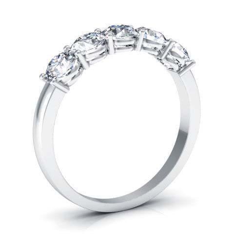 1.00cttw Shared Prong Round GIA Certified Diamond Five Stone Ring Five Stone Rings deBebians 