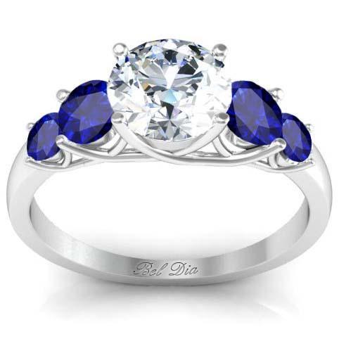Engagement Ring with Sapphire Accents in Trellis Setting Sapphire Engagement Rings deBebians 