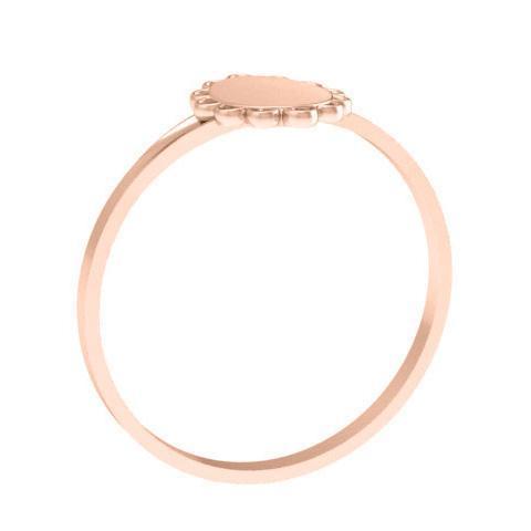 Fancy Oval Signet Ring for Women - 8mm x 7mm - Shown in Rose Gold, Side View