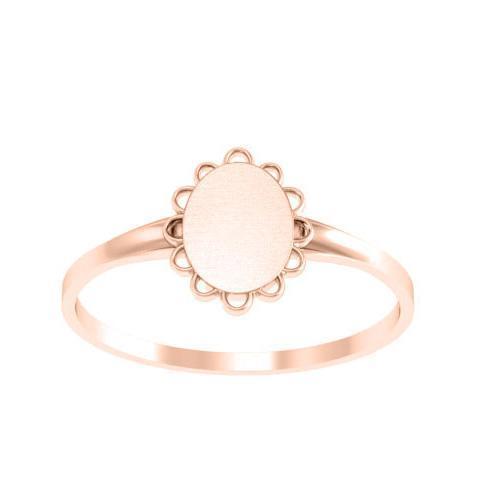 Fancy Oval Signet Ring for Women - 8mm x 7mm - Shown in Rose Gold