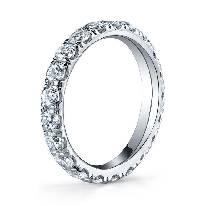 Forever One Moissanite Pave Eternity Ring 2mm Wide Moissanite Wedding Rings deBebians 