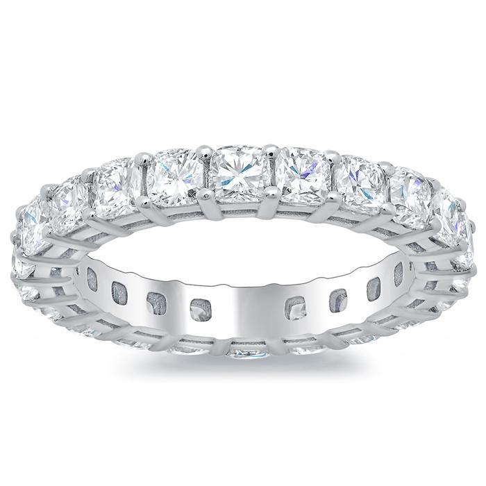 Cushion Cut Shared Prong Diamond Eternity Band - 2.60 carat - SI Clarity Diamond Eternity Rings deBebians 