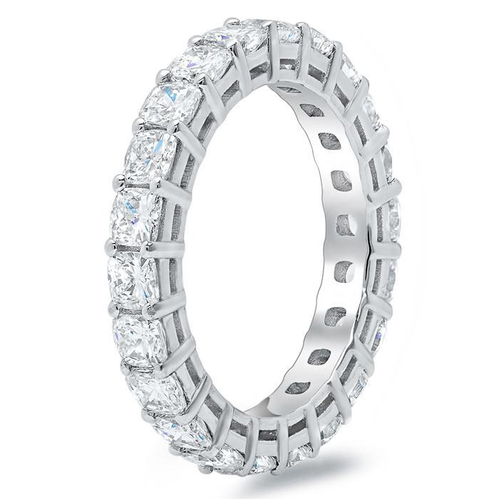 Cushion Cut Shared Prong Diamond Eternity Band - 2.60 carat - SI Clarity Diamond Eternity Rings deBebians 