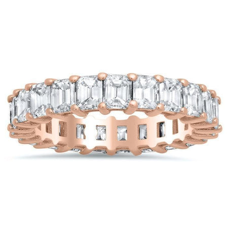 Emerald Cut Shared Prong Diamond Eternity Band - 4.00 carat Diamond Eternity Rings DeBebians 