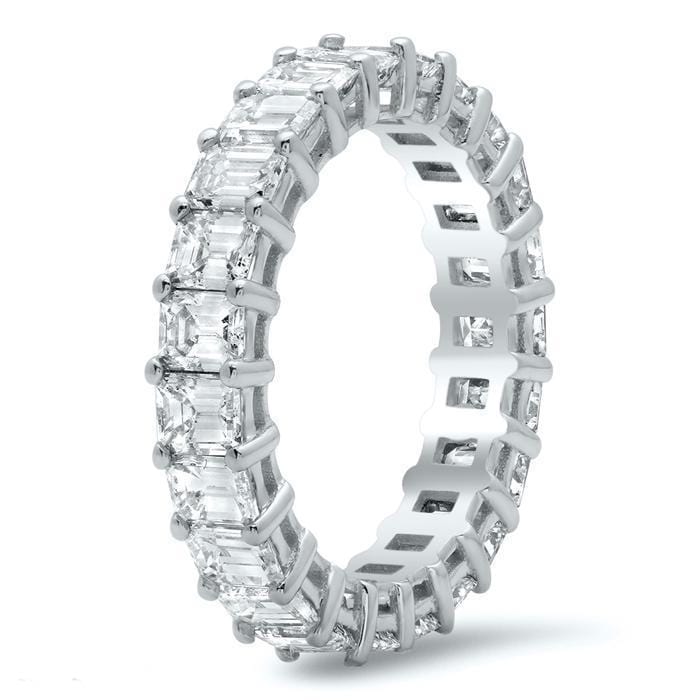 Emerald Cut Shared Prong Diamond Eternity Band - 4.00 carat Diamond Eternity Rings DeBebians 