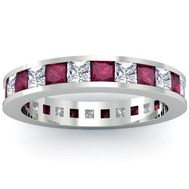 Eternity Birthstone Ring with Diamonds and Garnets Gemstone Eternity Rings deBebians 