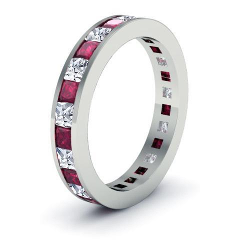 Eternity Birthstone Ring with Diamonds and Garnets Gemstone Eternity Rings deBebians 