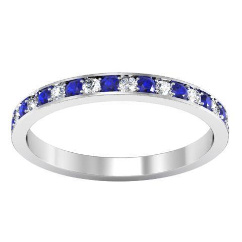 Eternity Ring with Pave Blue Sapphires and Diamonds (0.50 cttw) Gemstone Eternity Rings deBebians 