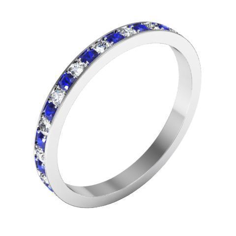 Eternity Ring with Pave Blue Sapphires and Diamonds (0.50 cttw) Gemstone Eternity Rings deBebians 