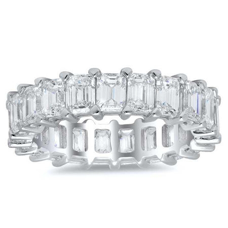 Emerald Cut Shared Prong Diamond Eternity Band - 5.00 carat Diamond Eternity Rings DeBebians 