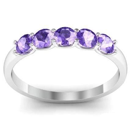 0.50cttw U Prong Amethyst Five Stone Band Five Stone Rings deBebians 