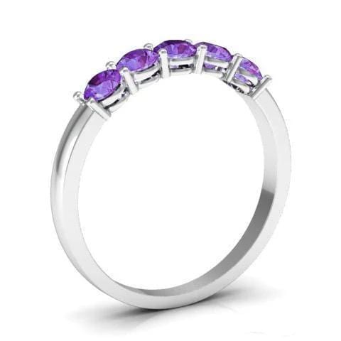 0.50cttw Shared Prong Amethyst Five Stone Ring Five Stone Rings deBebians 