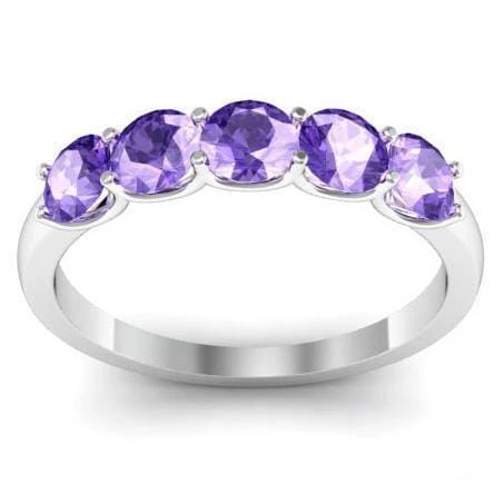 1.00cttw U Prong Amethyst Five Stone Ring Five Stone Rings deBebians 