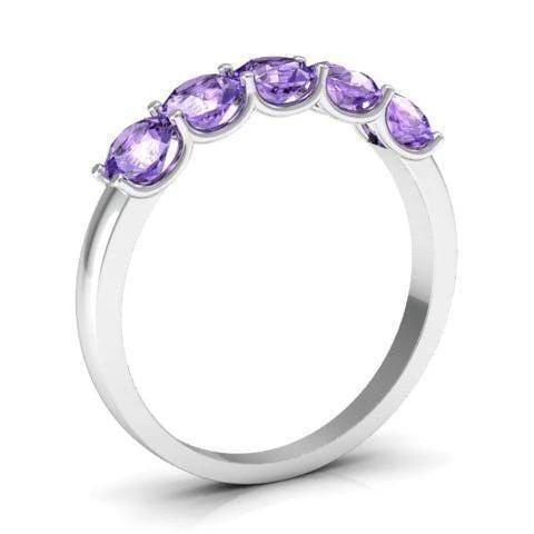 1.00cttw U Prong Amethyst Five Stone Ring Five Stone Rings deBebians 