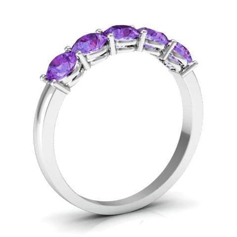 1.00cttw Shared Prong Amethyst Five Stone Ring Five Stone Rings deBebians 