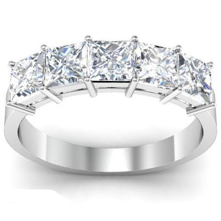 2.00cttw Shared Prong Princess Cut Diamond Five Stone Ring Five Stone Rings deBebians 